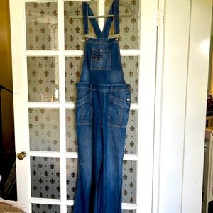 Blue jean overalls flare bottom